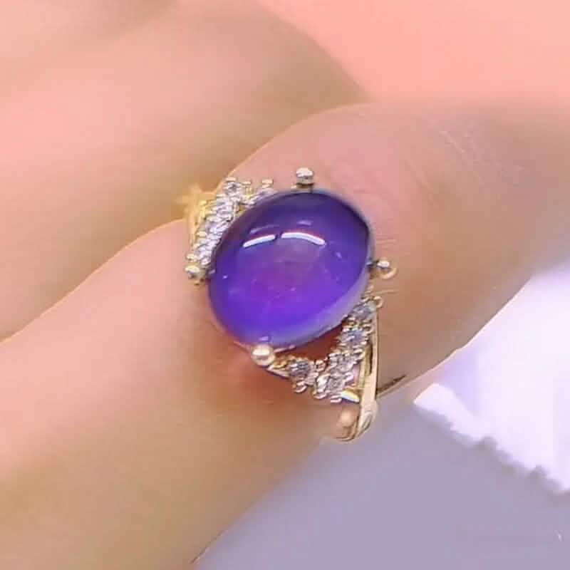 Boho Style Color Changing Mood Stone Cuff Rings