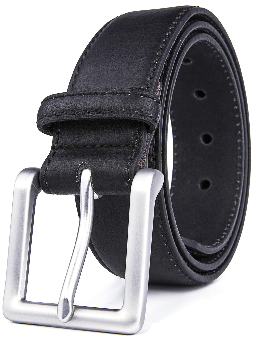 Bonded Leather Belt for Men – Nickel Buckle, 1.4" Strap