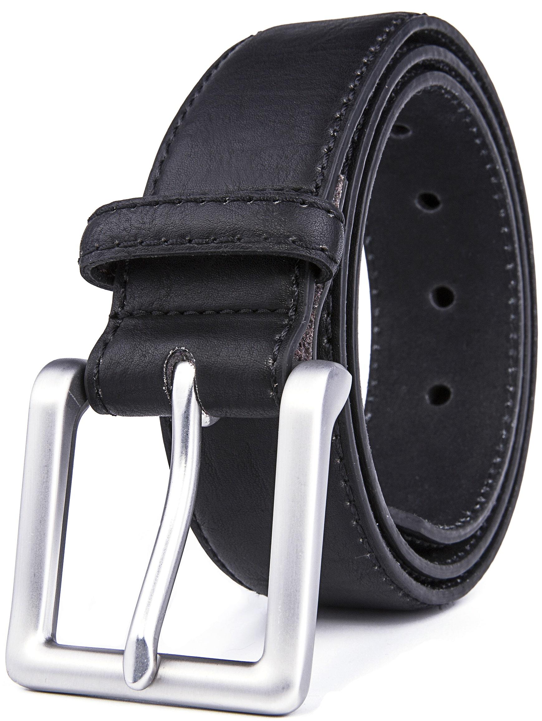 Bonded Leather Belt for Men – Nickel Buckle, 1.4" Strap