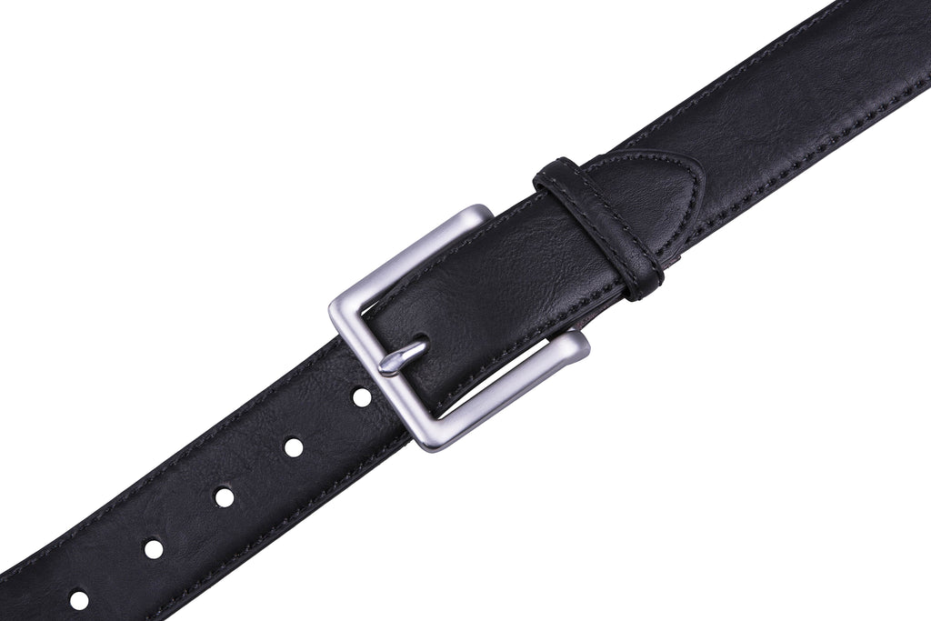 Bonded Leather Belt for Men – Nickel Buckle, 1.4" Strap