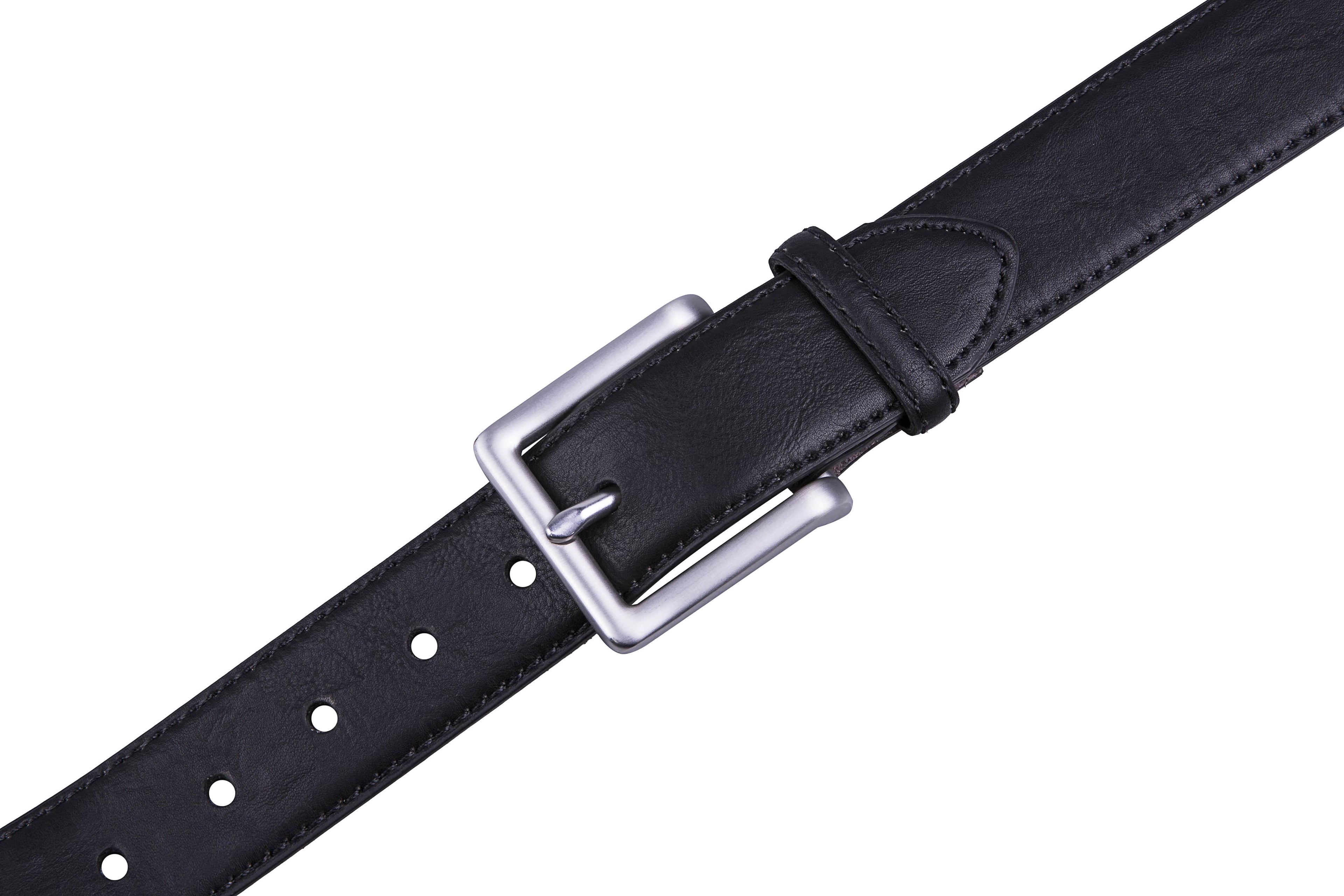 Bonded Leather Belt for Men – Nickel Buckle, 1.4" Strap