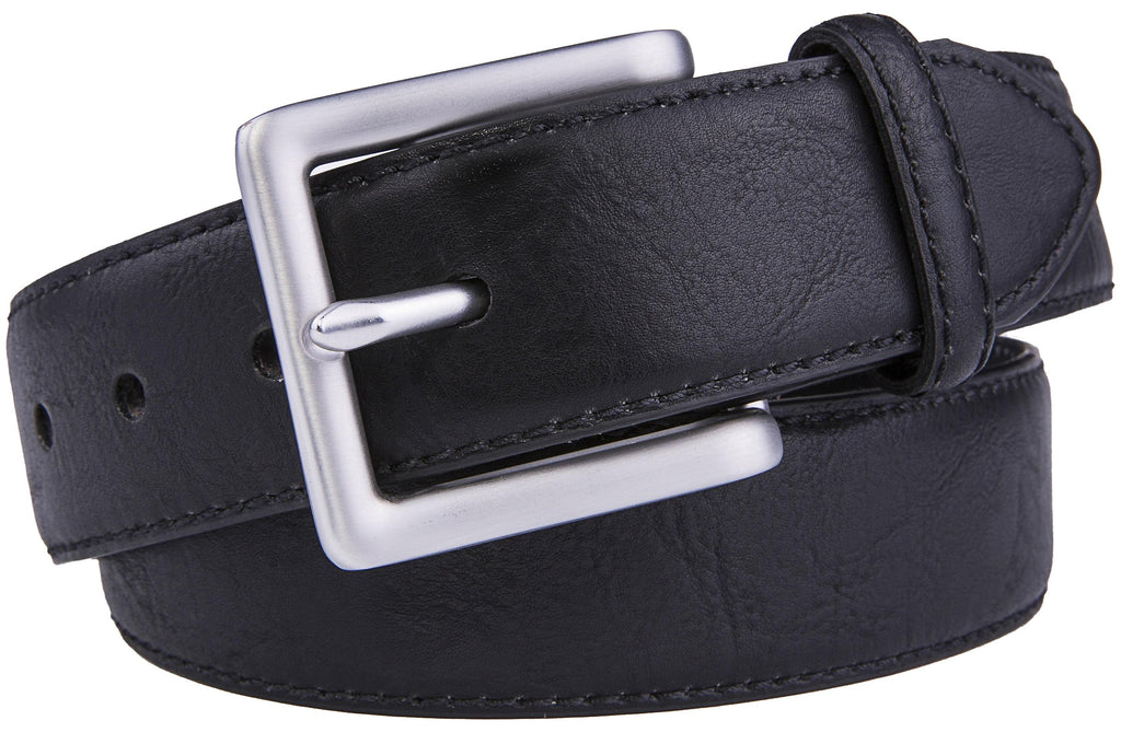 Bonded Leather Belt for Men – Nickel Buckle, 1.4" Strap