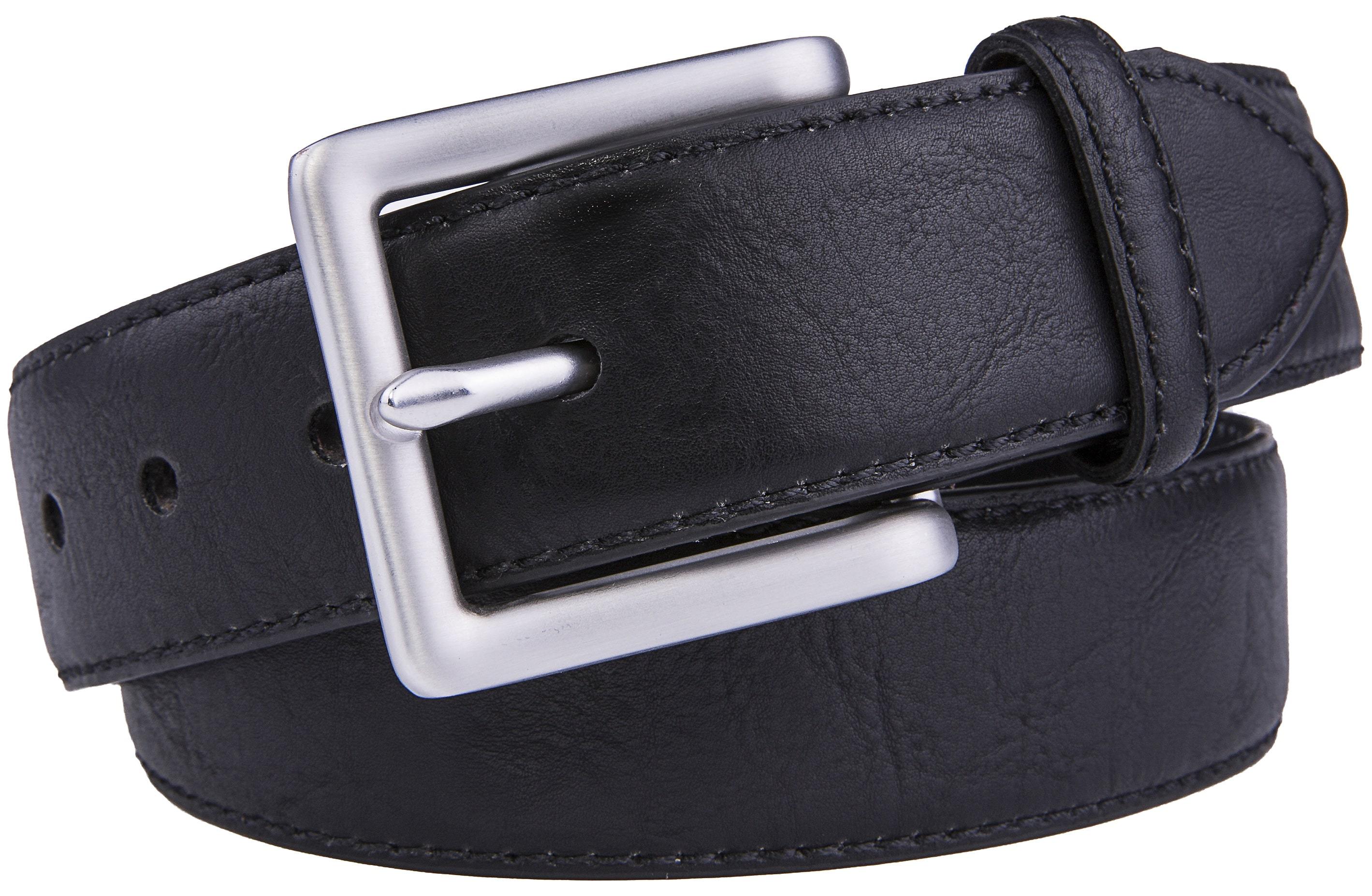 Bonded Leather Belt for Men – Nickel Buckle, 1.4" Strap