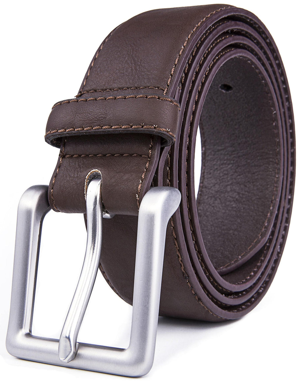 Bonded Leather Belt for Men – Nickel Buckle, 1.4" Strap