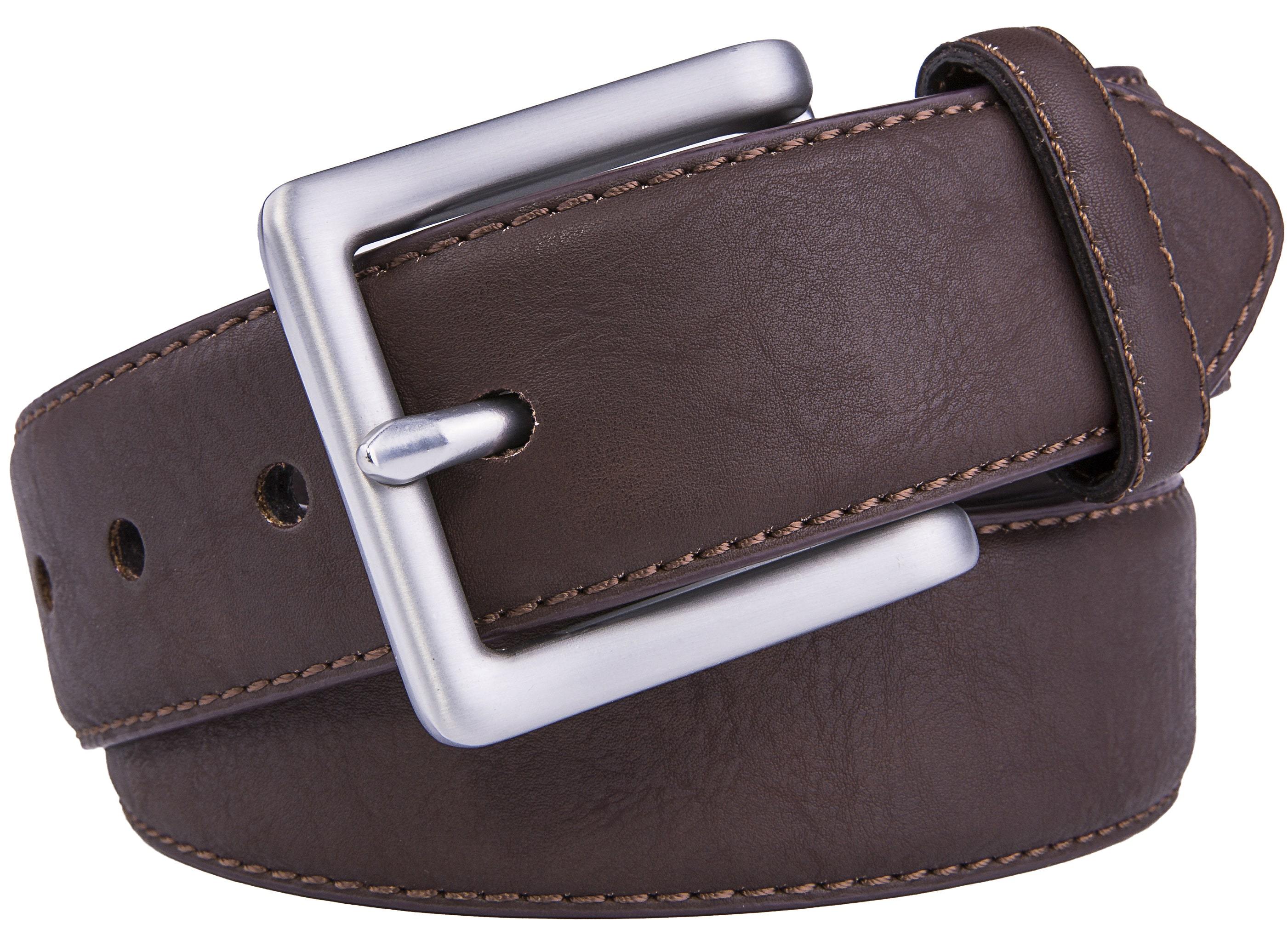 Bonded Leather Belt for Men – Nickel Buckle, 1.4" Strap