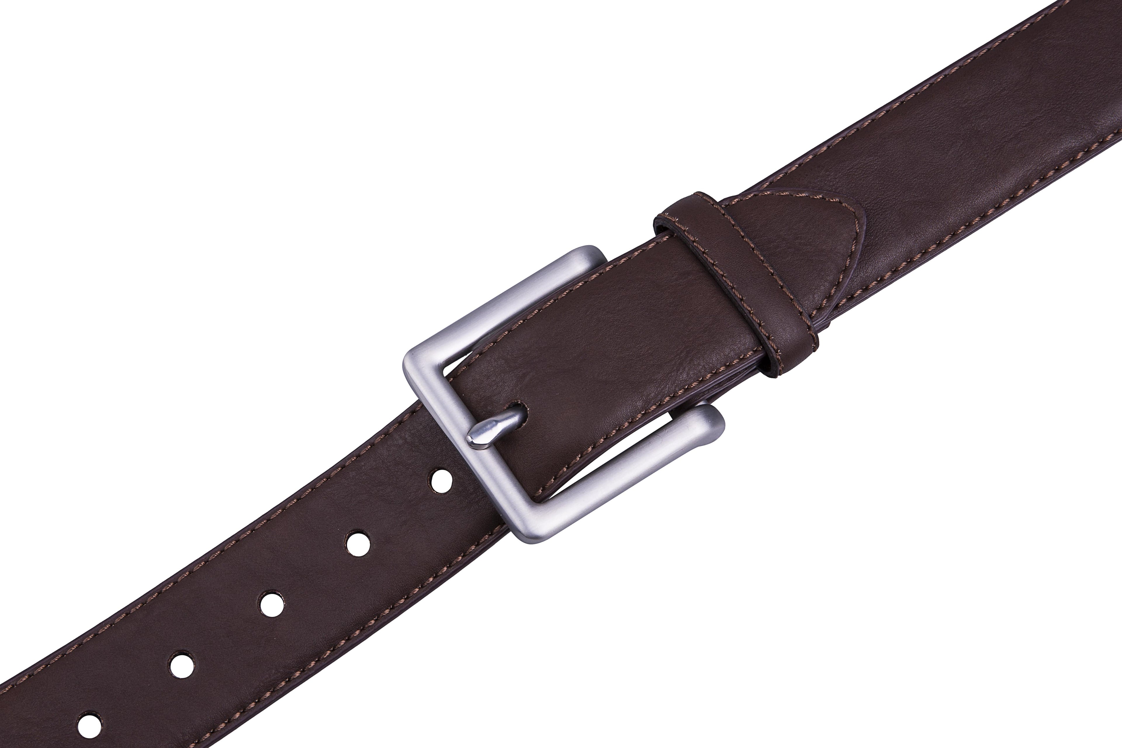 Bonded Leather Belt for Men – Nickel Buckle, 1.4" Strap