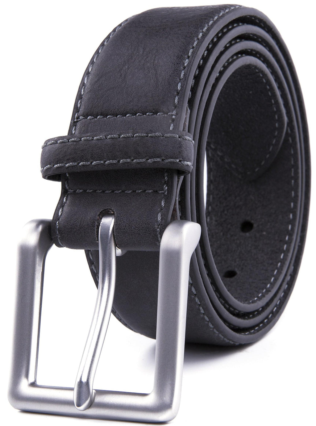 Bonded Leather Belt for Men – Nickel Buckle, 1.4" Strap