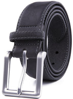 Bonded Leather Belt for Men – Nickel Buckle, 1.4" Strap