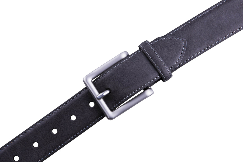 Bonded Leather Belt for Men – Nickel Buckle, 1.4" Strap