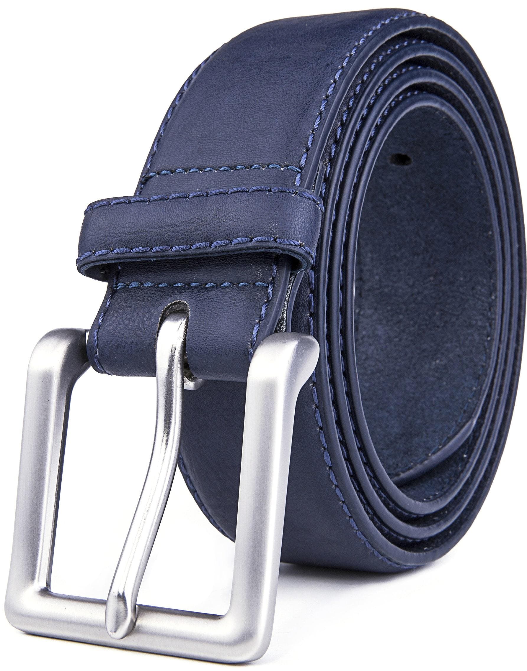 Bonded Leather Belt for Men – Nickel Buckle, 1.4" Strap