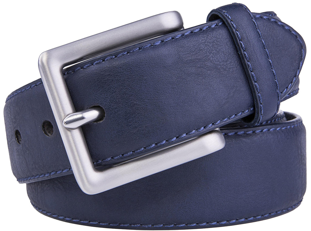 Bonded Leather Belt for Men – Nickel Buckle, 1.4" Strap