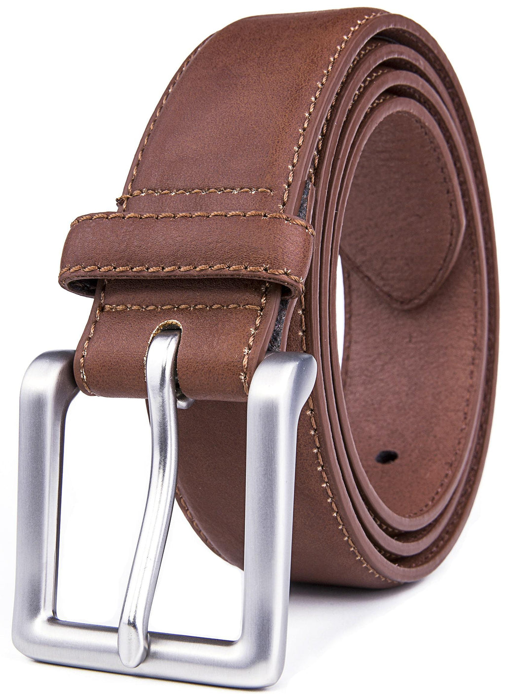 Bonded Leather Belt for Men – Nickel Buckle, 1.4" Strap
