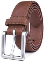 Bonded Leather Belt for Men – Nickel Buckle, 1.4" Strap