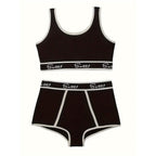 Breathable Solid Sports Push Up Bra and Panties Lingerie Set