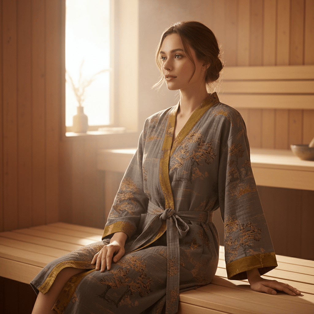 BREEZEWRAP: Breathable Kimono Robe with Vintage Appeal