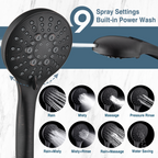 Handheld Shower Head, 9-Spray Showerhead with 69" Hose, Bracket