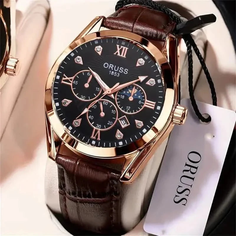 Brown Leather Fashion Quartz Wrist Watch