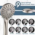 Handheld Shower Head, 9-Spray Showerhead with 69" Hose, Bracket