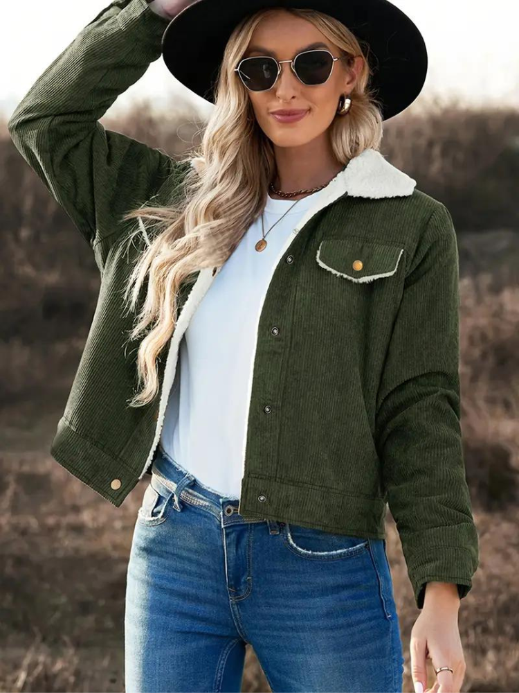 Women's High Collar Button Jacket
