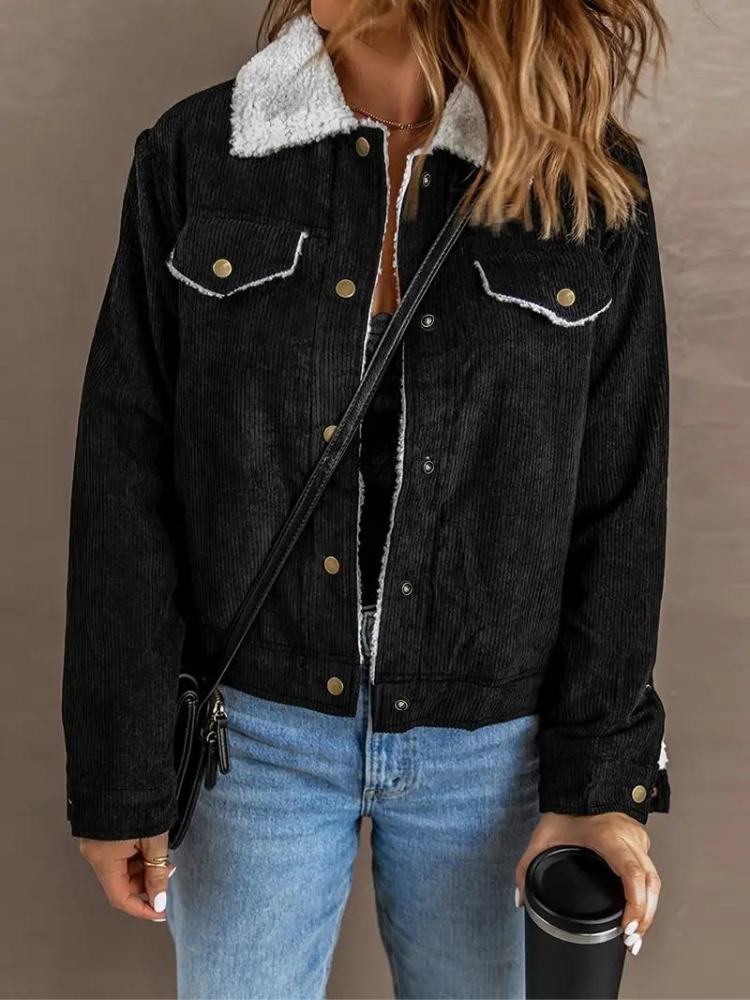 Women's High Collar Button Jacket