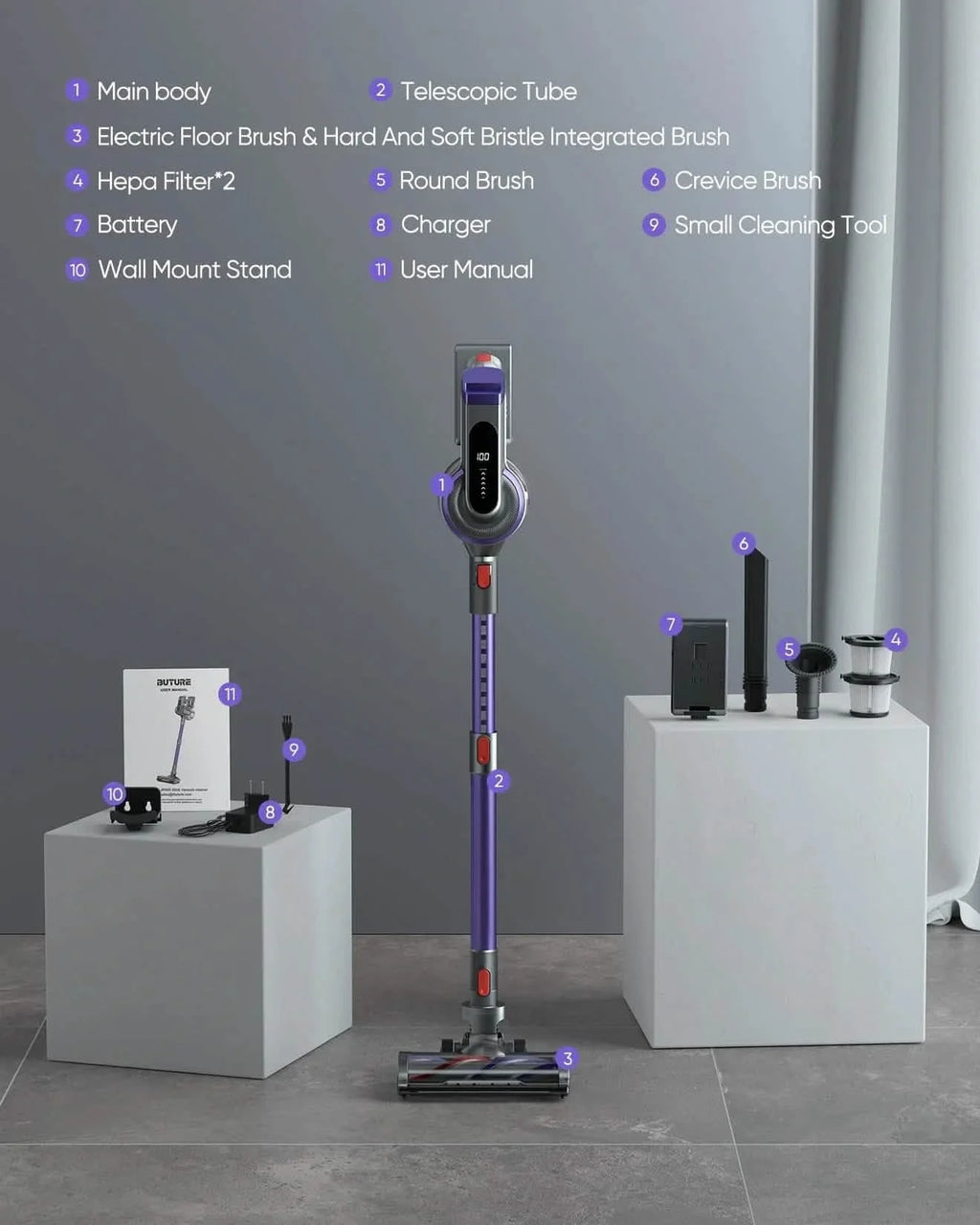 Buture JR400 Cordless Vacuum Cleaner | 400W 38KPA
