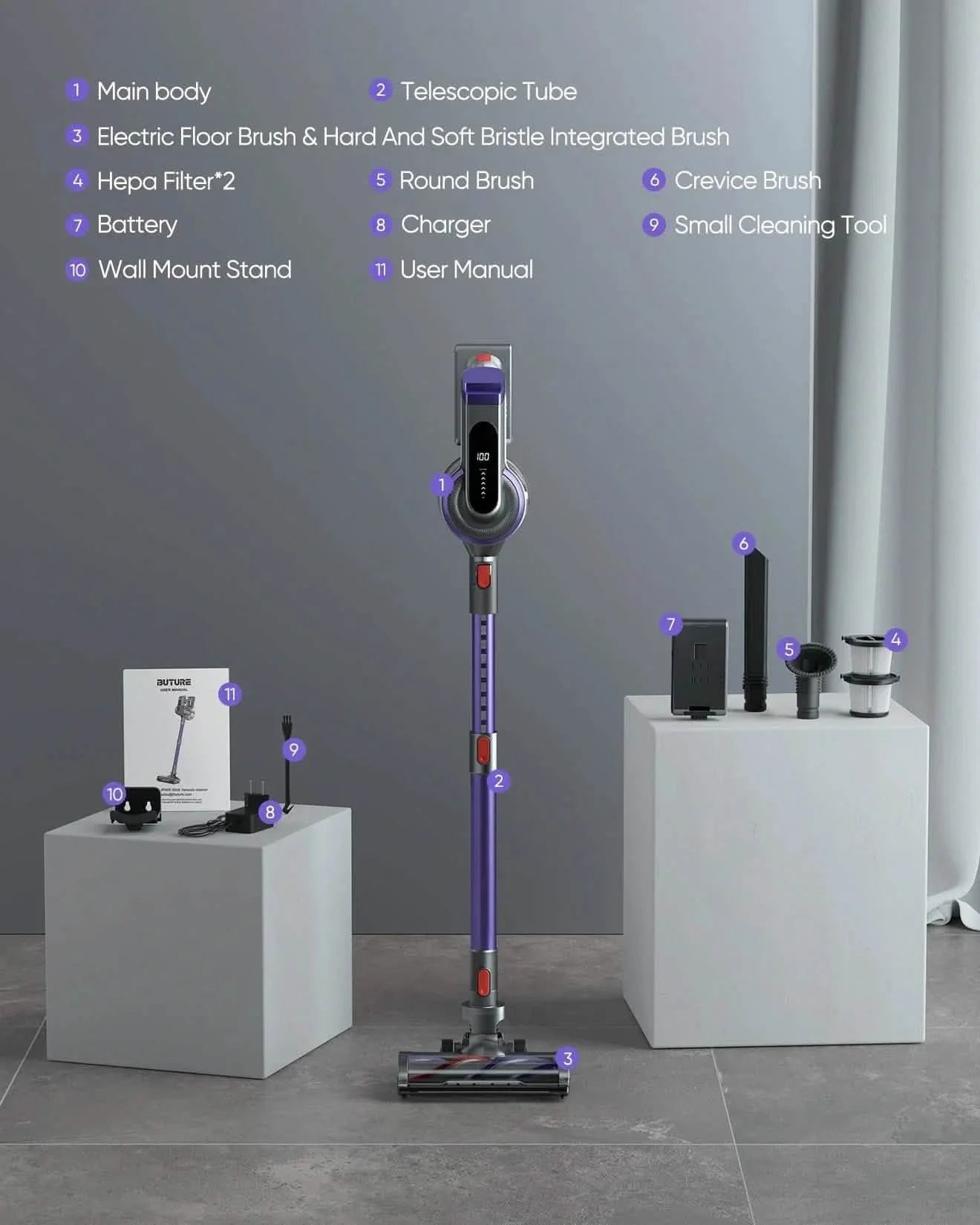 Buture JR400 Cordless Vacuum Cleaner | 400W 38KPA