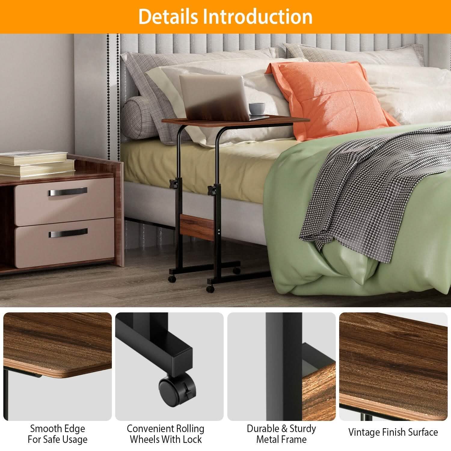 C Side Laptop Small Slim Snack Side Table