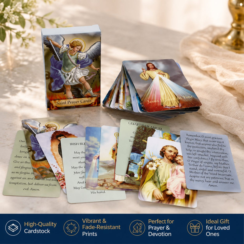 Catholic Faux Leather Holy Card Holder – Pocket Prayer Card Organizer with Snap Closure