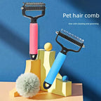 2-in-1 Pet Grooming Rake & Detangling Comb for Shedding Removal