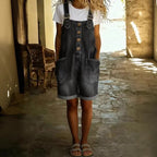 Women’s High-Waisted Sleeveless Denim Shorts Jumpsuit
