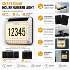 Solar LED Address Sign – Waterproof House Number Plaque, Customizable Numbers & Letters, Auto Dusk-to-Dawn Light, 8.1 x 6.9 Inches
