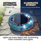 Mosaic Solar Disk Lights, Waterproof LED Outdoor In‑Ground Tabletop Lighting