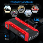 Car Jump Starter Booster with LCD Screen 4 Modes LED Flashlight