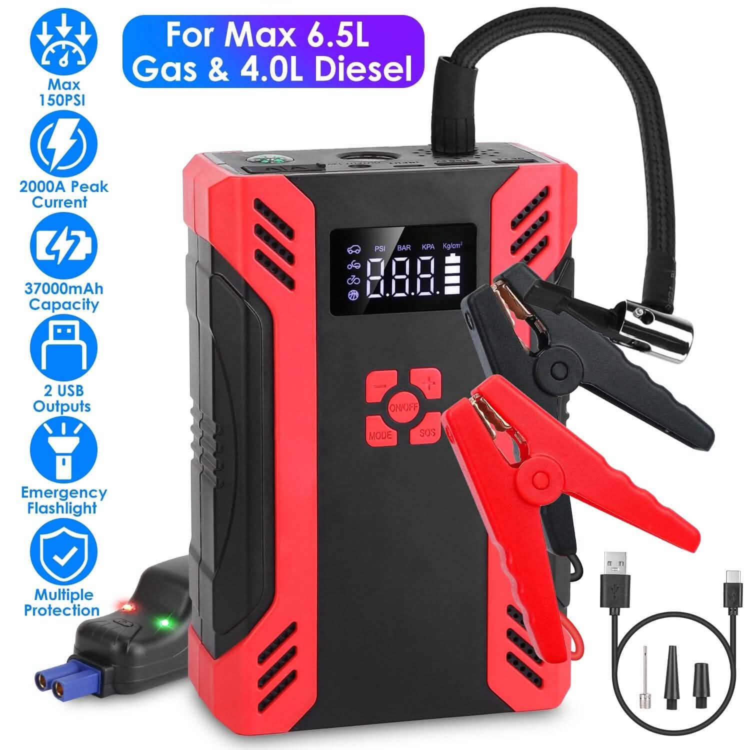 Car Jump Starter with Air Compressor