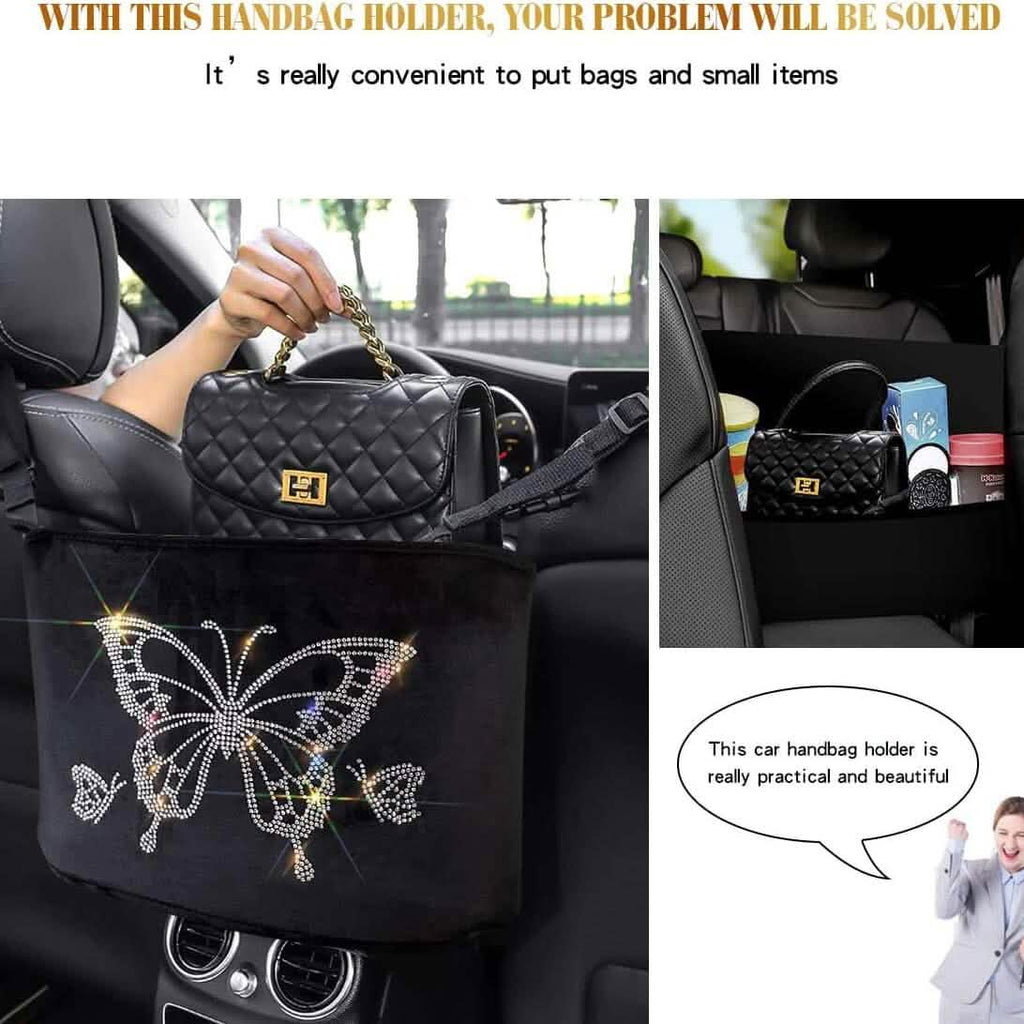 Car Net Backseat Pocket Handbag Holder and Organizer Between Seats
