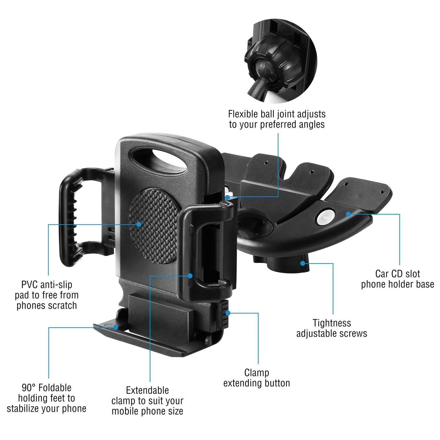 Car Phone Holder CD Slot Phone Mount 360 Rotatable