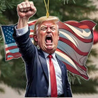 Caricature Style Trump Shouting Make America Great Again Acrylic Christmas Decorations