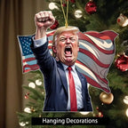 Caricature Style Trump Shouting Make America Great Again Acrylic Christmas Decorations