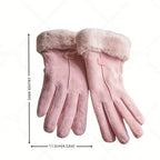 Cashmere Warm Suede Leather Plush Touch Screen Gloves