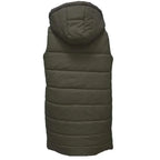 Casual Sleeveless Long Button Front Hooded Coat Outerwear