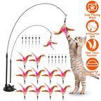 Cat Feather Wand Rod with 12 Pieces Feather Replacements for Cats