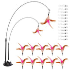 Cat Feather Wand Rod with 12 Pieces Feather Replacements for Cats