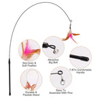 Cat Feather Wand Rod with 12 Pieces Feather Replacements for Cats