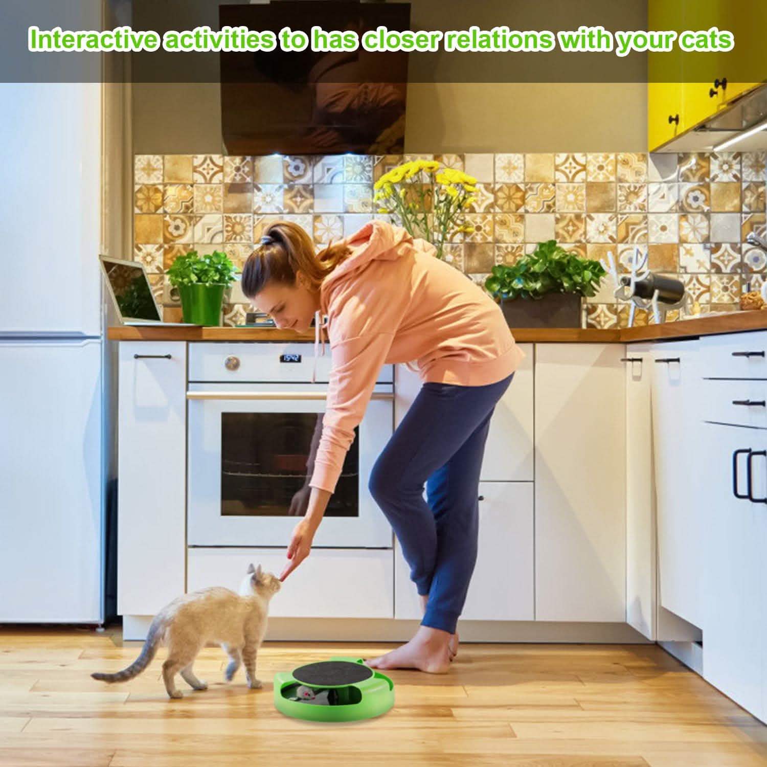 Cat Interactive Scratching Toy with Rotating Running Mouse
