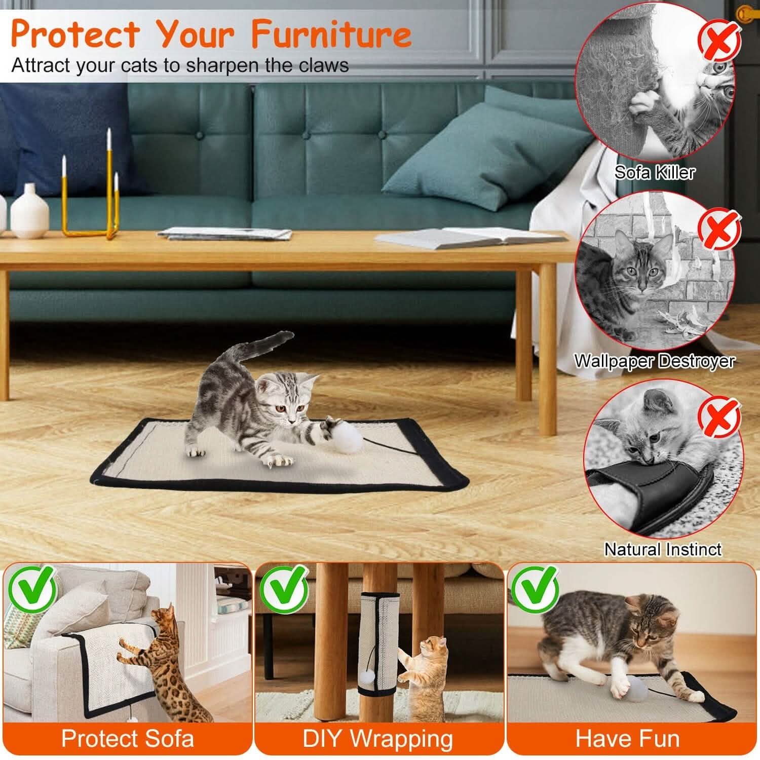 Cat Scratching Pad with 9 Screw Nails