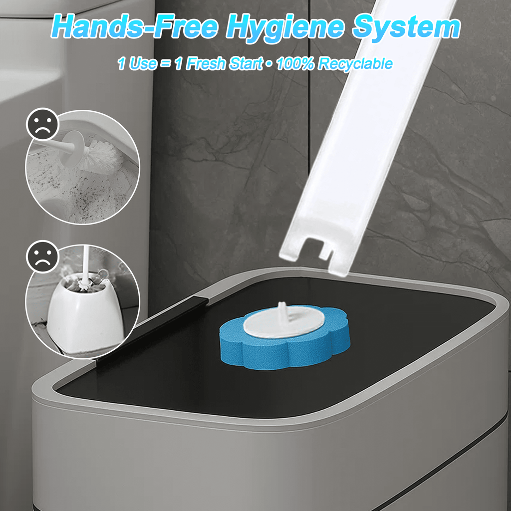 Disposable Toilet Bowl Brush and Holder Cleaning System with Cleanser-Infused Heads