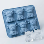 6‑Cavity Mini Highland Cow 3D Ice & Dessert Mold