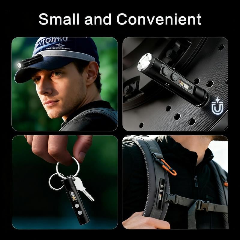 Pocket Rechargeable EDC Flashlight: Mini Keychain Light with Fire Starter & Window Breaker