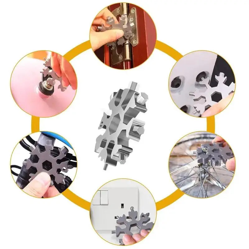 Viral 18-in-1 Snowflake Multi-tool Stainless Steel Portable Wrench | All-in-One Screwdriver & Bottle Opener | Must-Have Survival Gadget