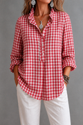 Checked Ruffle Collar Blouse